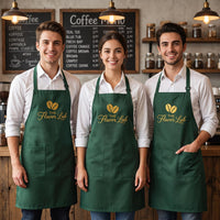 Custom Logo Embroidered Apron, Personalized Canvas Kitchen Apron, Branded Cafe Staff Uniform, Custom Business Apron, Restaurant Gift