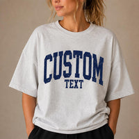 Personalized Custom Text Shirt, Varsity Collegiate Text Tee, Distressed School Spirit Tee, Team Game Day Outfit, Custom Gift for Student