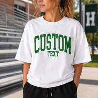 Personalized Custom Text Shirt, Varsity Collegiate Text Tee, Distressed School Spirit Tee, Team Game Day Outfit, Custom Gift for Student