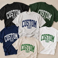 Personalized Custom Text Shirt, Varsity Collegiate Text Tee, Distressed School Spirit Tee, Team Game Day Outfit, Custom Gift for Student