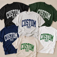 Personalized Custom Text Shirt, Varsity Collegiate Text Tee, Distressed School Spirit Tee, Team Game Day Outfit, Custom Gift for Student