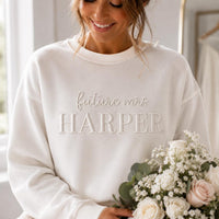 Personalized Mrs Puff Print Sweatshirt, Future Mrs Bridal Tee, Wedding Shirt, Custom Puff Sweatshirt, Personalized Wear Anniversary Gift