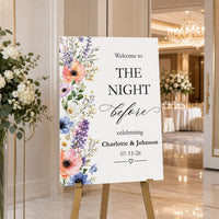 Custom Floral Wedding Foam Board Sign, Night Before Welcome Sign, Personalized Poster Sign, Reception Easel Sign, Wedding Decor Sign