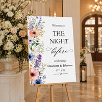 Custom Floral Wedding Foam Board Sign, Night Before Welcome Sign, Personalized Poster Sign, Reception Easel Sign, Wedding Decor Sign