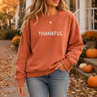 Thankful Embroidered Sweatshirt, Thanksgiving Hoodie, Minimalist Gratitude Shirt, Cute Holiday Sweatshirt, Cozy Fall Gift for Women