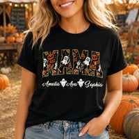 Personalized Halloween Mama Shirt, Custom Kids Names Ghost Tee, Spooky Mama Graphic T Shirt, Fall Family Outfit, Halloween Gift for Mom