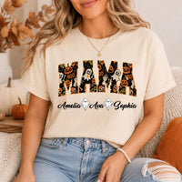 Personalized Halloween Mama Shirt, Custom Kids Names Ghost Tee, Spooky Mama Graphic T Shirt, Fall Family Outfit, Halloween Gift for Mom