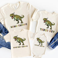 Personalized Family Dinosaur Shirts, Custom Mama Saurus Kids Tees, Matching T Rex Birthday Outfits, Dino Party Set, Custom Family Gift