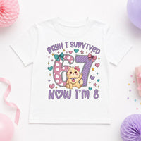 Bruh I Survived 67 Now I'm 8 Graphic Shirt, Funny Quote Tee, Cute Cat Age Eight Top, Kids 8th Birthday Party Outfit, Gift for 8 Year Old