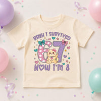 Bruh I Survived 67 Now I'm 8 Graphic Shirt, Funny Quote Tee, Cute Cat Age Eight Top, Kids 8th Birthday Party Outfit, Gift for 8 Year Old