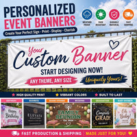 Custom Vinyl Banner Sign, Personalized Text Photo or Logo Design, Waterproof Outdoor Display, Grommet Hanging Banner, Custom Event Sign