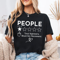 People One Star Review Shirt, Funny Introvert Graphic Tee, Sarcastic People Rating T-Shirt, Social Battery Humor Top, Gift for Friend