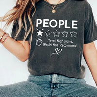 People One Star Review Shirt, Funny Introvert Graphic Tee, Sarcastic People Rating T-Shirt, Social Battery Humor Top, Gift for Friend