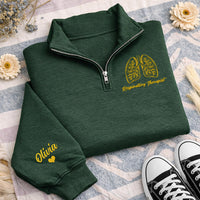 Personalized Respiratory Therapist Embroidered Quarter Zip Sweatshirt, RT Pullover, Lung Work Top, Medical Team Apparel, Custom Team Gift