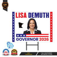 Lisa Demuth For Minnesota Governor 2026 Yard Sign, Corrugated Plastic Governor Elections Race Red White Blue Yard Sign with Metal H-Stake