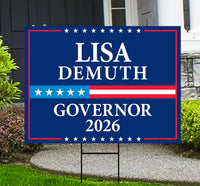 Lisa Demuth For Minnesota Governor 2026 Yard Sign, Corrugated Plastic Governor Elections Race Red White Blue Yard Sign with Metal H-Stake