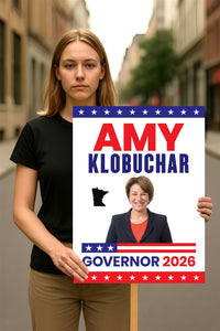 Amy Klobuchar For Minnesota Governor 2026 Election Sign, Political Campaign Sign, Democratic party, Governor Election 2026 Race Poster Sign