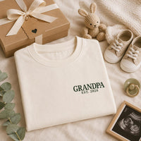 Grandpa Est 2026 Embroidered Shirt, New Grandpa Sweatshirt, Custom Est Year Hoodie, Grandfather Crewneck, Pregnancy Announcement Gift