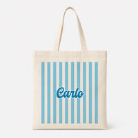 Personalized Name Canvas Tote Bag for Kids, Colorful Striped Custom Tote Bag, Student Book Bag, School Day Bag, Back to School Gift