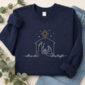 Nativity Embroidered Sweatshirt, All Is Calm All Is Bright Hoodie, Christian Faith Shirt, Winter Crewneck, Christmas Gift for Women
