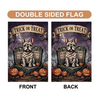 French Bulldog Halloween Garden Flag, 12x18 Double Sided Yard Flag, Spooky Porch Decor, Mummy Dog Trick or Treat Decor, Halloween Gift