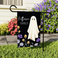 Personalized Halloween Garden Flag, 12x18 Double Sided Yard Flag, Spooky Porch Decor, Ghost Floral Family Name Sign, Halloween Gift