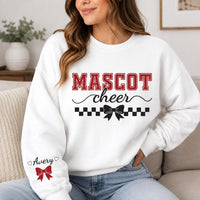 Personalized Mascot Cheer Sweatshirt, Custom Cheerleader Name Hoodie, Varsity School Spirit Shirt, Game Day, Sports Mom Gift, Front Sleeve