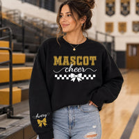 Personalized Mascot Cheer Sweatshirt, Custom Cheerleader Name Hoodie, Varsity School Spirit Shirt, Game Day, Sports Mom Gift, Front Sleeve