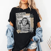 Personalized Senior Mom Photo Shirt, Custom Class of 2027 Graduation Tee, Senior Year Scrapbook T-Shirt, Proud Graduation Gift for Mom