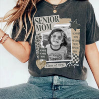 Personalized Senior Mom Photo Shirt, Custom Class of 2027 Graduation Tee, Senior Year Scrapbook T-Shirt, Proud Graduation Gift for Mom