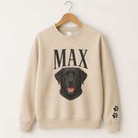Custom Pet Portrait Embroidered Sweatshirt, Personalized Pet Name Shirt, Custom Face Crewneck, Dog Lover Hoodie, Dog Mom Gift for Women