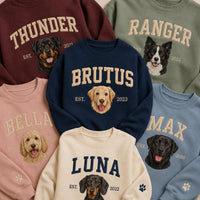 Custom Dog Embroidered Sweatshirt, Personalized Pet Portrait Hoodie, Custom Name and Year Shirt, Dog Lover Sweatshirt, Fur Mama Gift