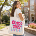 Senior 2027 Tote Bag, Custom Name Graduation Canvas Tote, Coquette Senior Girl Bag, Statement Tote Bag, Class of 2027 Gift for Her