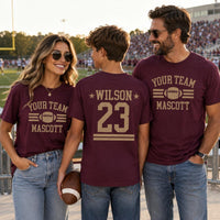 Personalized Football Mom and Dad Shirt, Custom Team Mascot Tee, Player Name Number Game Day Spirit Wear, Custom Team Gift, Front Back Print