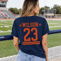 Personalized Football Mom and Dad Shirt, Custom Team Mascot Tee, Player Name Number Game Day Spirit Wear, Custom Team Gift, Front Back Print