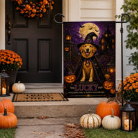 Personalized Pet Halloween Garden Flag, 12x18 Double Sided Yard Flag, Spooky Porch Decor, Custom Witch Dog Portrait, Halloween Gift