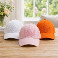 Wildflower Embroidered Hat, Botanical Floral Cap for Women, Adjustable Cotton Cap, Garden Lover Spring Style Accessory, Gift for Her