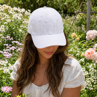 Wildflower Embroidered Hat, Botanical Floral Cap for Women, Adjustable Cotton Cap, Garden Lover Spring Style Accessory, Gift for Her
