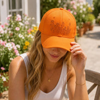 Wildflower Embroidered Hat, Botanical Floral Cap for Women, Adjustable Cotton Cap, Garden Lover Spring Style Accessory, Gift for Her
