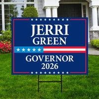 Jerri Green For Tennessee Governor 2026 Yard Sign, Corrugated Governor Elections Race Red White & Blue Yard Sign with Metal H-Stake