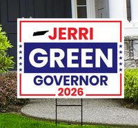 Jerri Green For Tennessee Governor 2026 Yard Sign, Corrugated Governor Elections Race Red White & Blue Yard Sign with Metal H-Stake