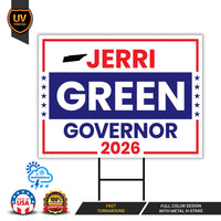 Jerri Green For Tennessee Governor 2026 Yard Sign, Corrugated Governor Elections Race Red White & Blue Yard Sign with Metal H-Stake