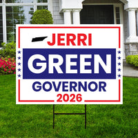 Jerri Green For Tennessee Governor 2026 Yard Sign, Corrugated Governor Elections Race Red White & Blue Yard Sign with Metal H-Stake