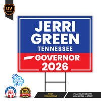 Jerri Green For Tennessee Governor 2026 Yard Sign, Corrugated Governor Elections Race Red White & Blue Yard Sign with Metal H-Stake