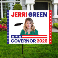 Jerri Green For Tennessee Governor 2026 Yard Sign, Corrugated Governor Elections Race Red White & Blue Yard Sign with Metal H-Stake