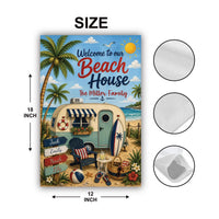 Personalized Beach House Garden Flag, 12x18 Double Sided Yard Flag, Summer Porch Decor, Custom Family Camper Beach Sign, Summer Gift