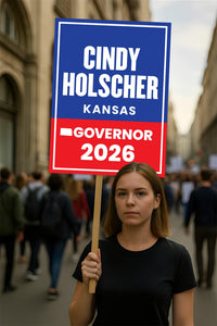 Cindy Holscher For Kansas Governor 2026 Election Sign, Democratics Party, Political Campaign Sign, Governor Election 2026 Race Poster Sign