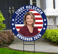 Cindy Holscher For Kansas Governor 2026 Yard Sign, Corrugated Plastic Governor Elections, Race Red White & Blue Yard Sign with Metal H-Stake