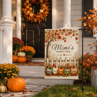 Personalized Mimi's Pumpkin Patch Garden Flag, 12x18 Double Sided Yard Flag, Fall Garden Decor, Grandkids Name Porch Decor, Autumn Gift
