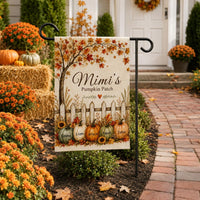 Personalized Mimi's Pumpkin Patch Garden Flag, 12x18 Double Sided Yard Flag, Fall Garden Decor, Grandkids Name Porch Decor, Autumn Gift